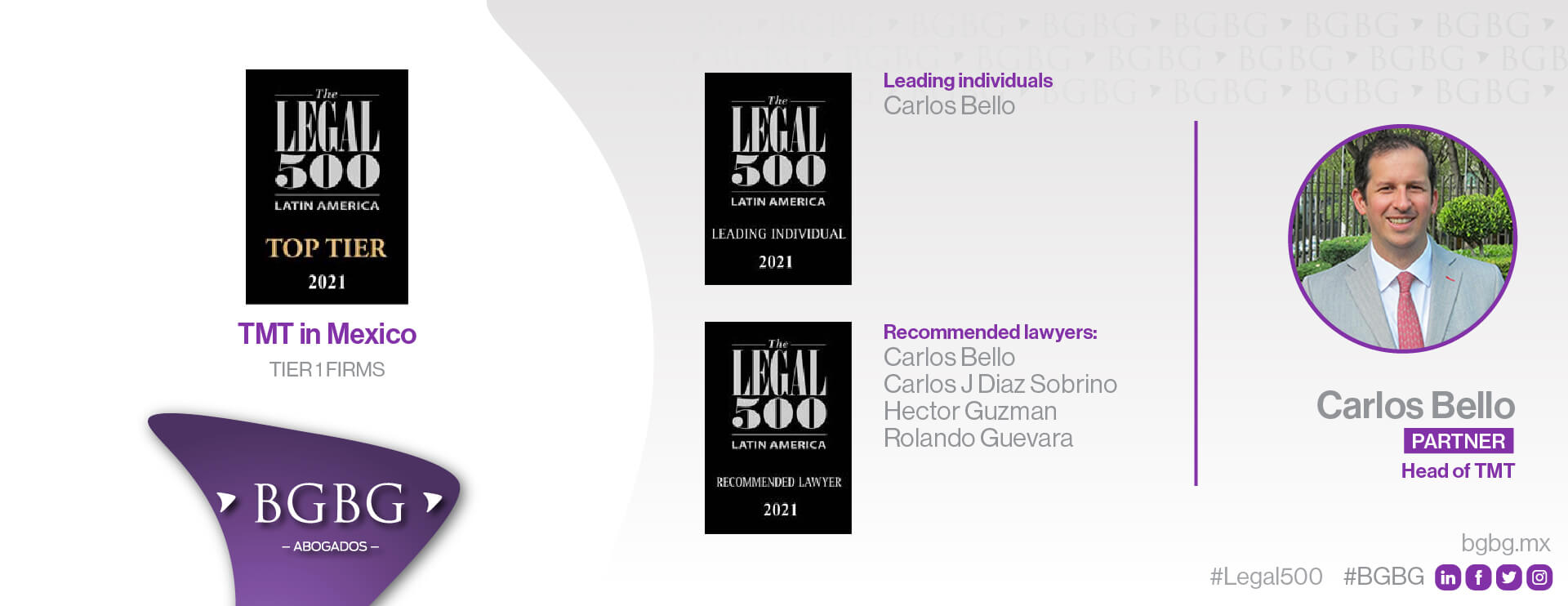 The Legal 500 Latin America 2021 TOP TIER FIRM TMT in Mexico - BGBG